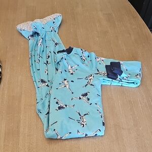 Carter's Aqua Baby Pajama Set with Navy Trim and Baseball Print